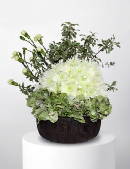 Wooden Base with Hydrangeas & Chrysanthemums