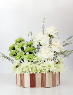 Green Carnation & White Rose Arrangement